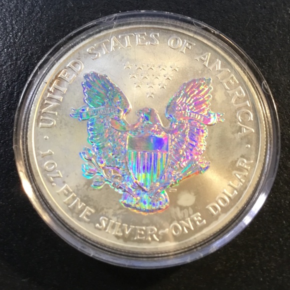 2004 $1 American Silver Eagle with American Flag BACK GROUND=WE LIKE OFFERS= - Picture 3 of 3
